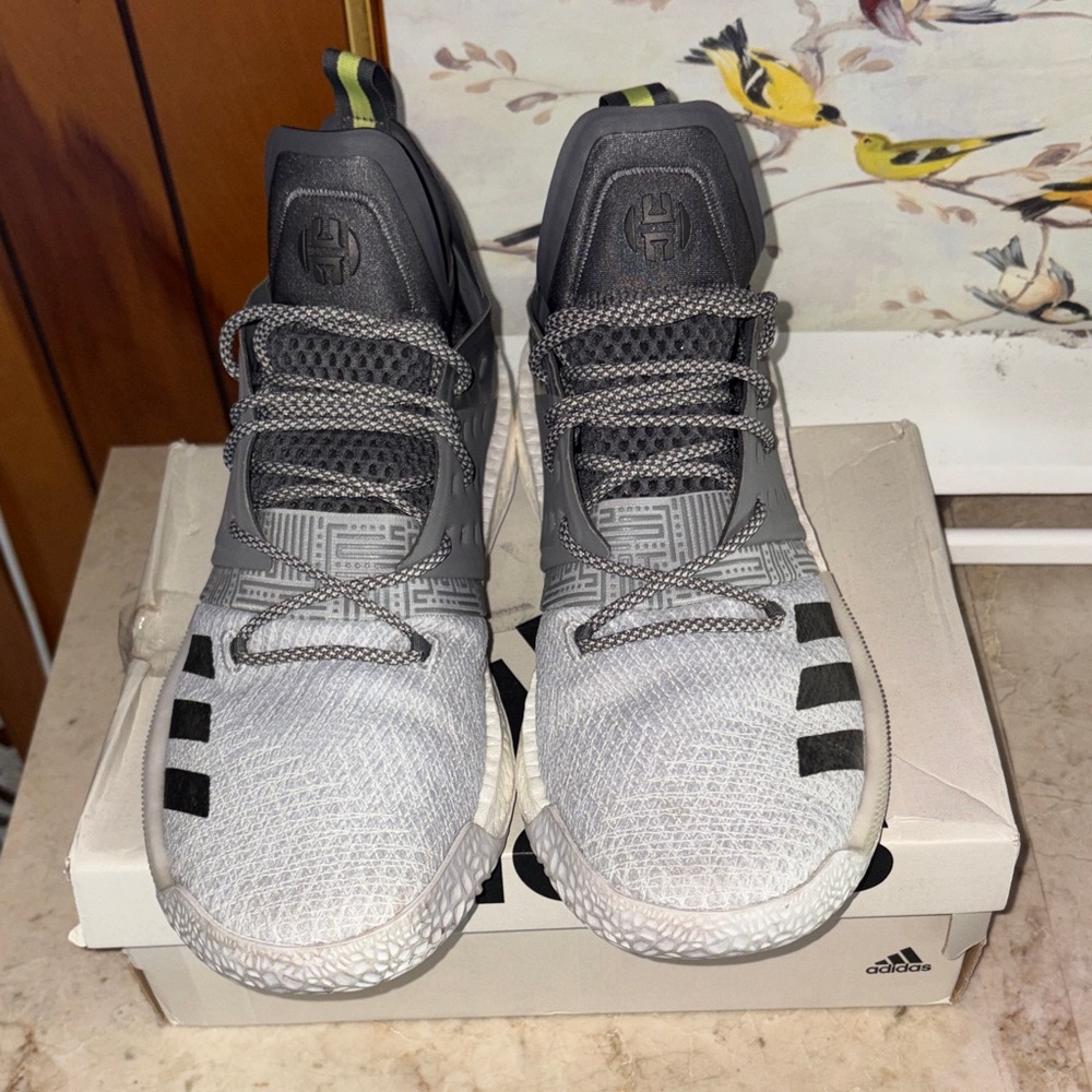 adidas Gray and Black Athletic Sneakers with Lime Heel Tabs